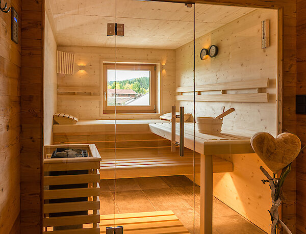 eigene Sauna im Chalet in Drachselsried